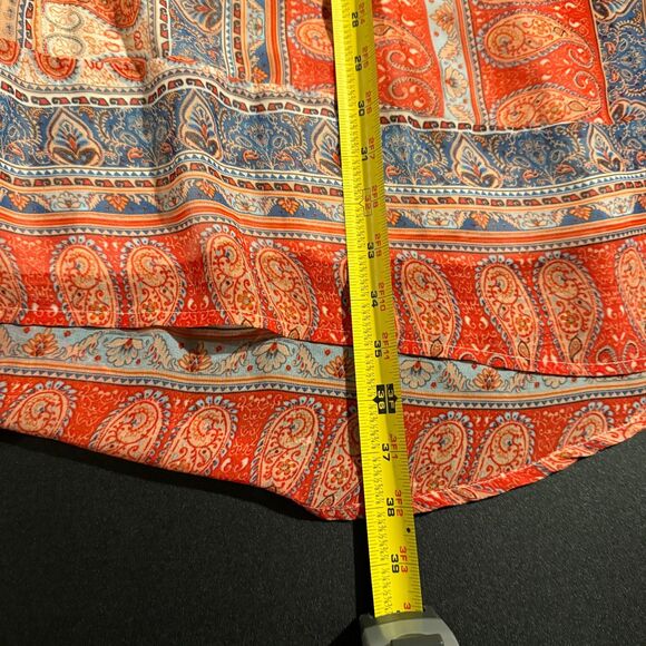 Miss Me Boho Paisley High-Low Dress Size M Orange Rust Smocked Lace Back Western - Picture 9 of 9